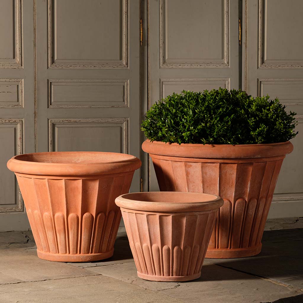homebase plant pots Fluted Flower Pot Fluted Flower Pot - 33" | Handmade Terra Cotta
