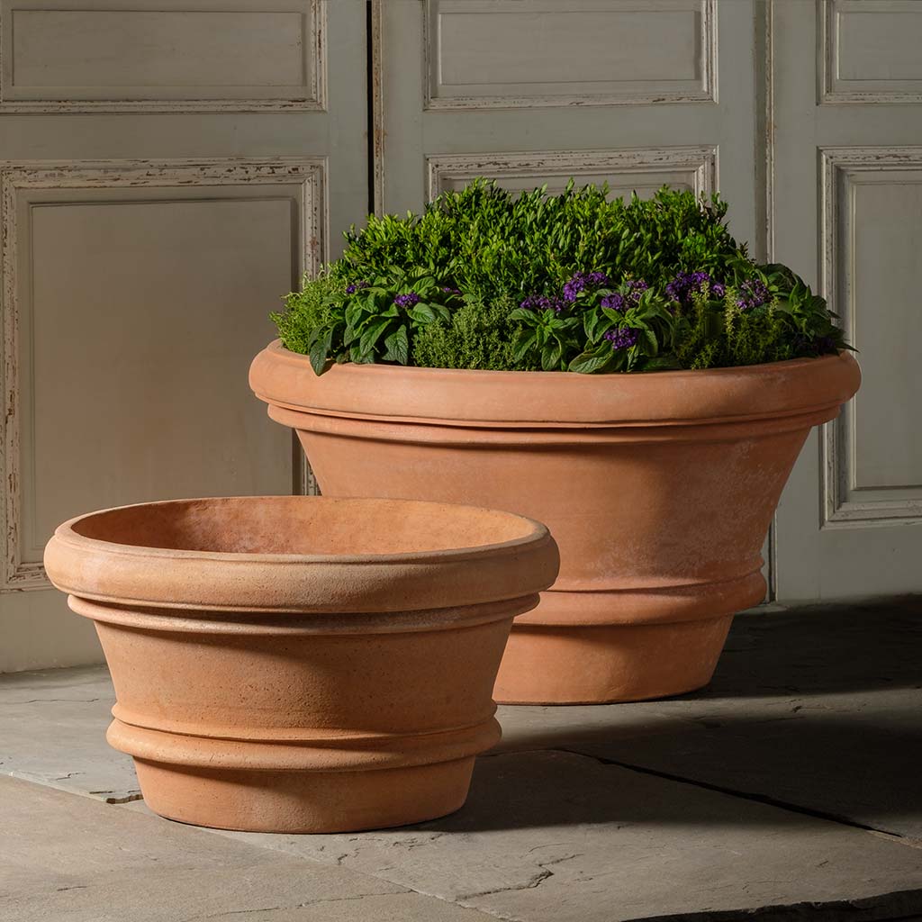 squat pots for plants Squat Rolled Rim Planter Squat Rolled Rim Planter - 24" | Handmade Terra Cotta