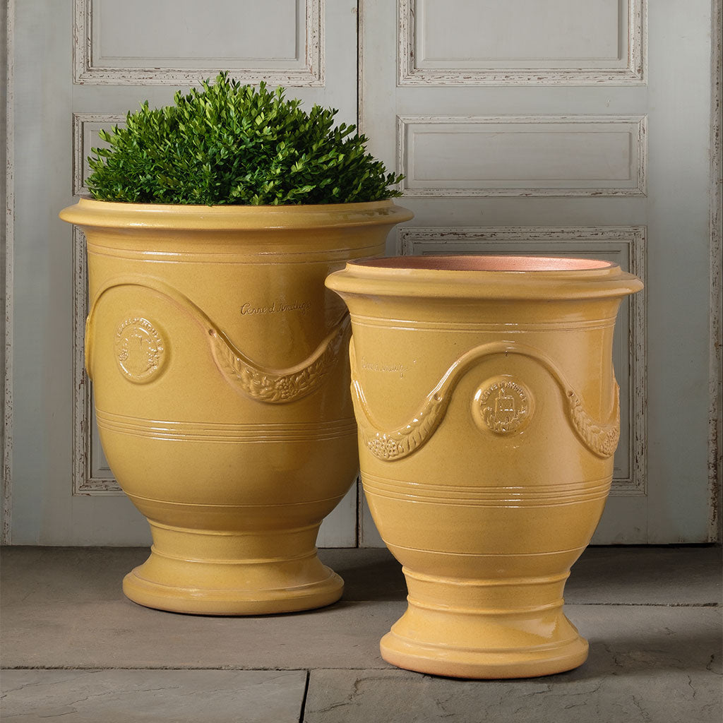 yellow ceramic flower pots Anduze Planter- Yellow Anduze Planter - 28" | Handmade Terra Cotta
