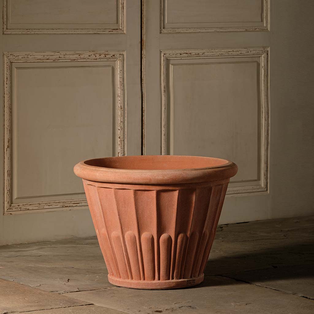 homebase terracotta plant pots Fluted Flower Pot Fluted Flower Pot - 33" | Handmade Terra Cotta