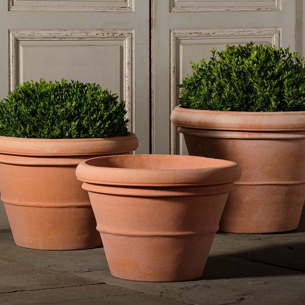 brown indoor plant pots Artisan Rolled Rim Planter, Medium Artisan Rolled Rim Planter - 19" | Handmade Terra Cotta