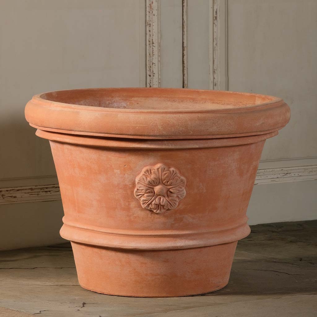 Rolled Rim Vase With Rosette