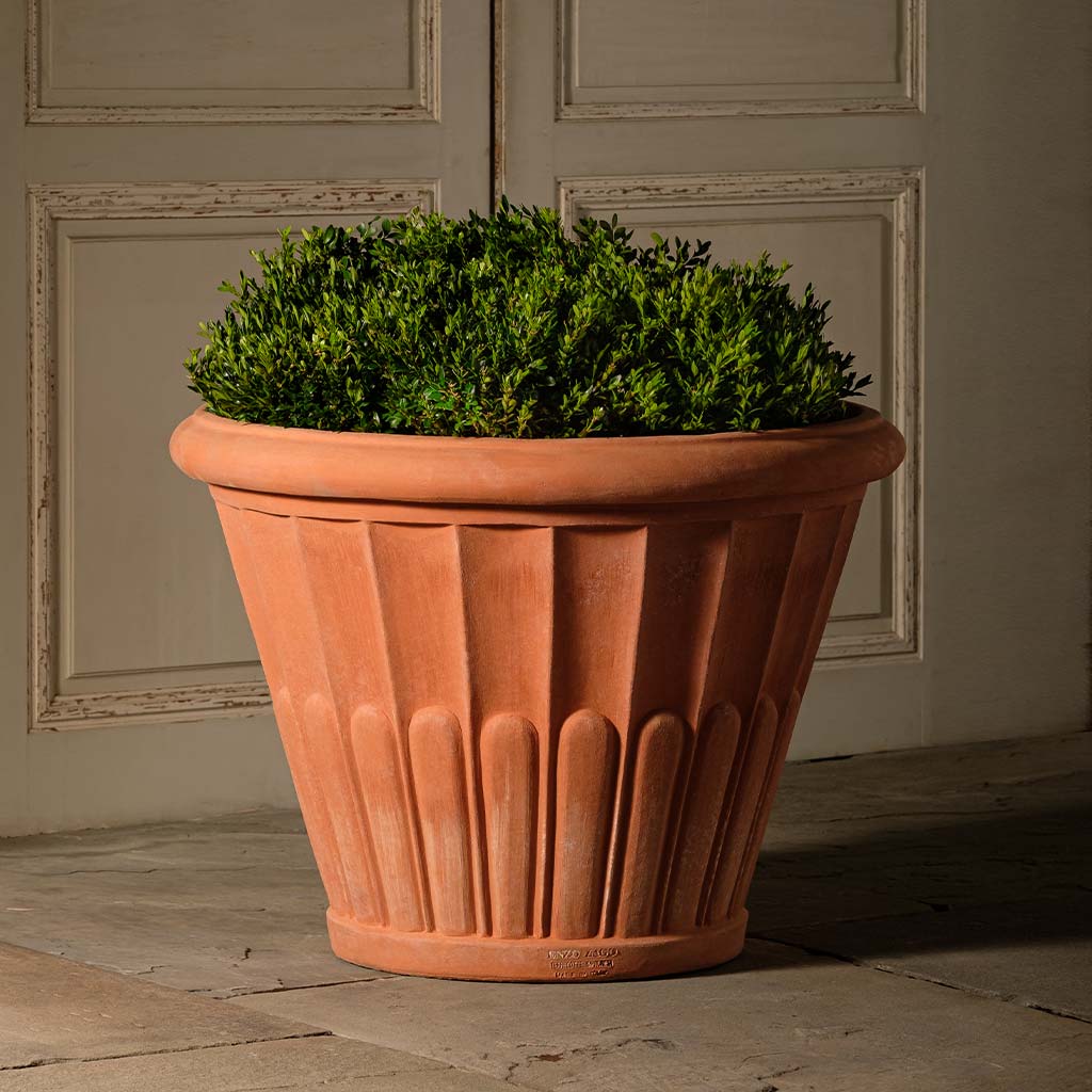fluted planter pot Fluted Flower Pot Fluted Flower Pot - 28" | Handmade Terra Cotta