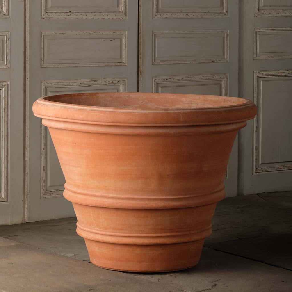 large ceramic planter pots for sale Artisan Rolled Rim Planter, Large Artisan Rolled Rim Planter - 37" | Handmade Terra Cotta